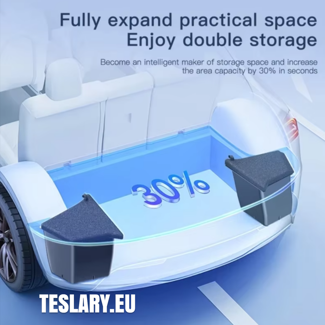 Tesla Model Y Trunk Storage with Lids Increasing Storage by up to 30%