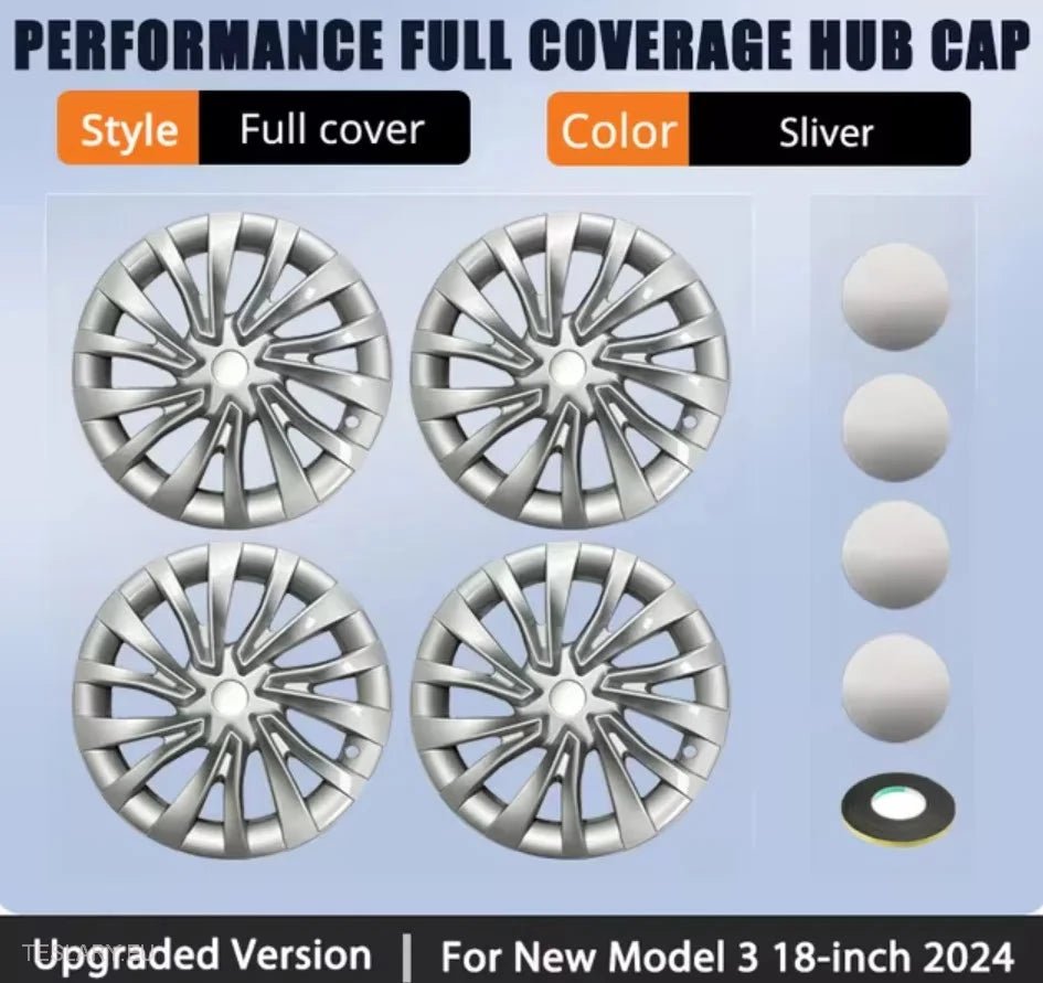 18" Tesla 3 Highland Full Rim Silver Wheel Covers -TESLARY.IE Tesla Shop Europe