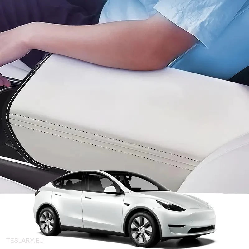 Tesla Mode 3/Y Centre Console PU Leather Armrest Cover in Black or White -TESLARY.IE Tesla Shop Europe