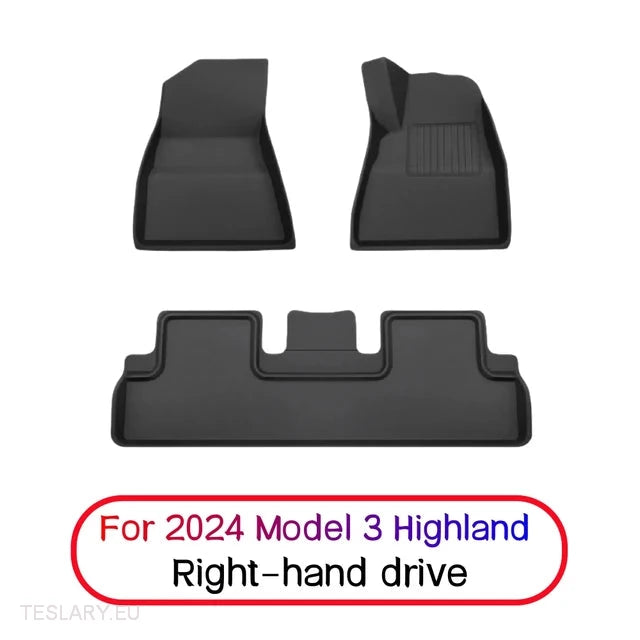 3D All Weather Floor Mats RHD for Tesla 3/Highland/Y -TESLARY.IE Tesla Shop Europe