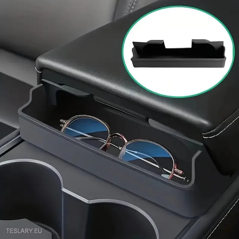 Tesla 3 / Y Centre Console Storage for Glasses & More -TESLARY.IE Tesla Shop Europe