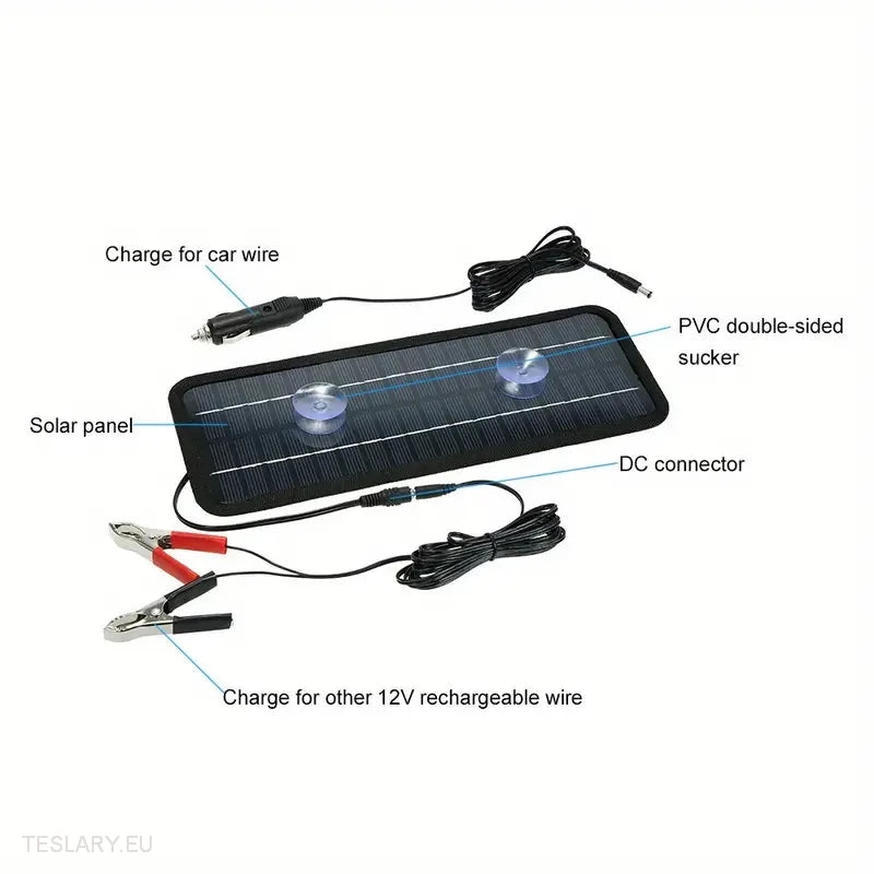 Solar Trickle Charger for Tesla EV 12 Volt Battery -TESLARY.IE Tesla Shop Europe