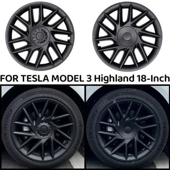 18 "Tesla Model 3+ Highland Full Rim Gloss Black Wheel Covers