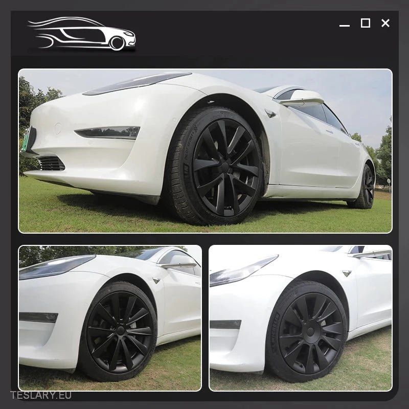 TESLA  MODEL 3 18" ARACHNID STYLE WHEEL COVERS -TESLARY.IE Tesla Shop Europe