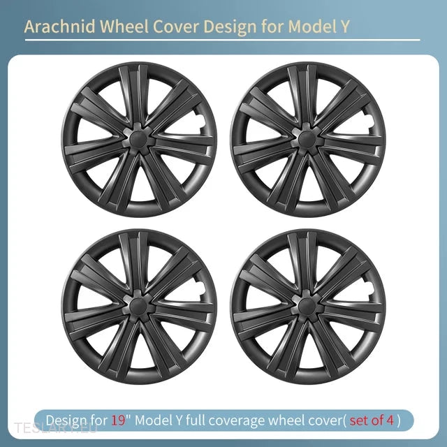 TESLA  MODEL Y 19" BLADE STYLE FULL COVER WHEEL HUBS -TESLARY.IE Tesla Shop Europe