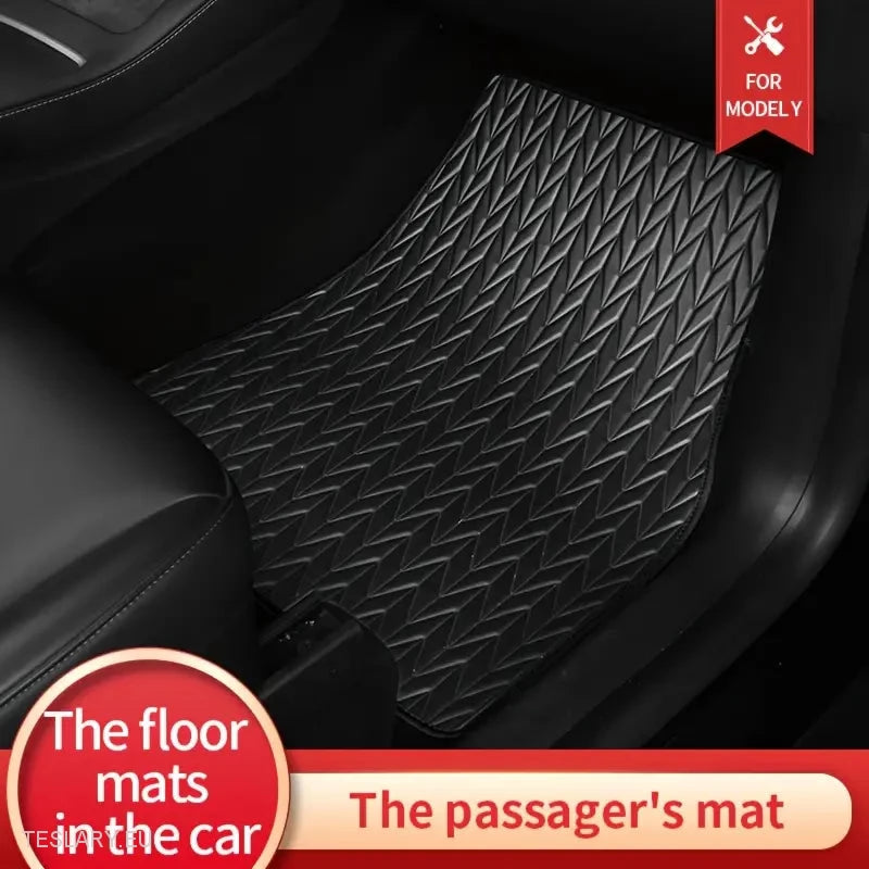 Tesla Model Y Custom PU Leather Floor Mats ( LEFT HAND DRIVE )