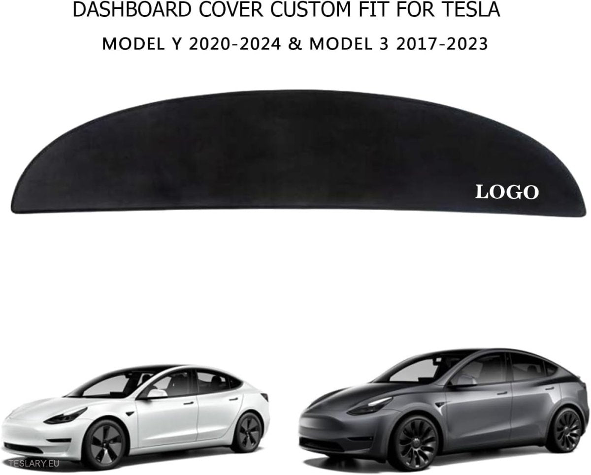 Tesla Model 3 / Y Suede Dashboard Cover with Logo -TESLARY.IE Tesla Shop Europe