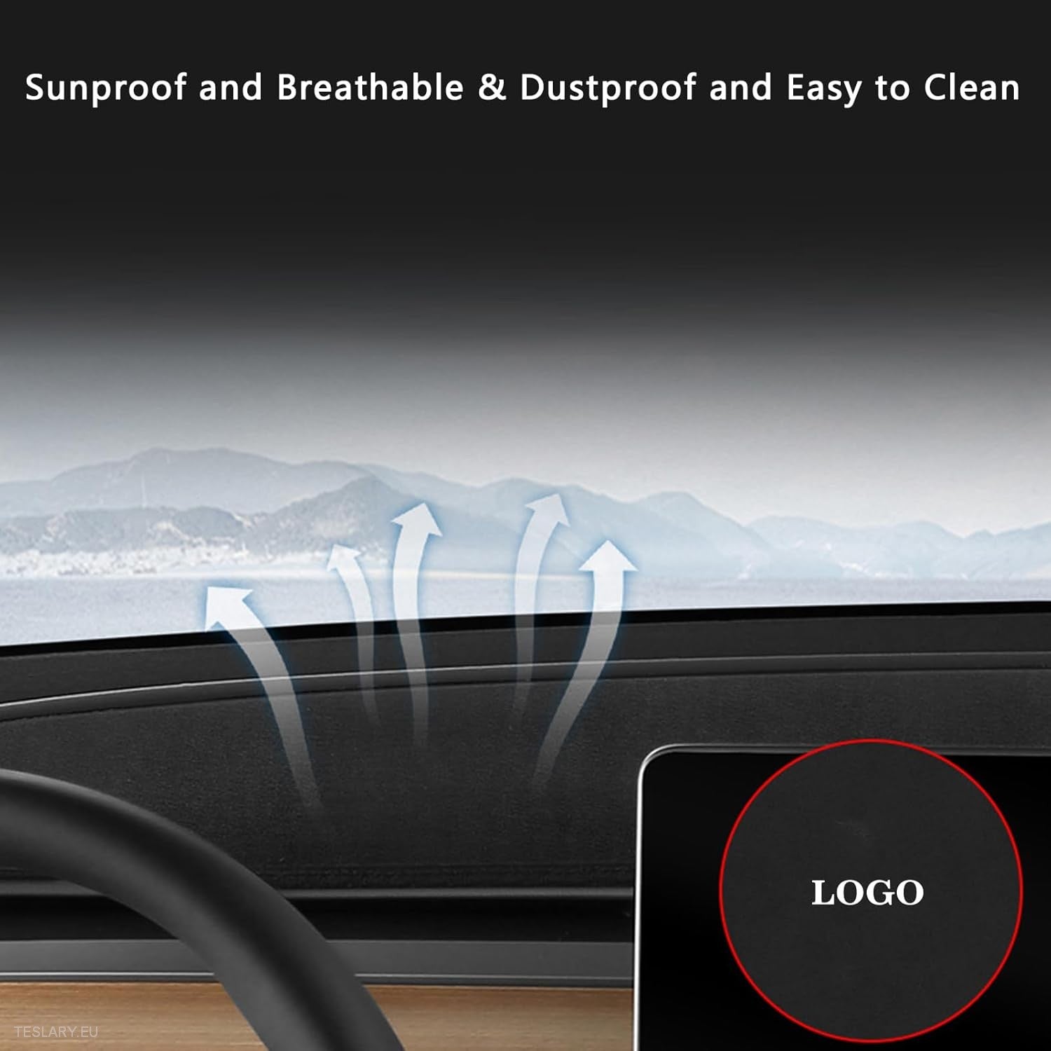 Tesla Model 3 / Y Suede Dashboard Cover with Logo -TESLARY.IE Tesla Shop Europe