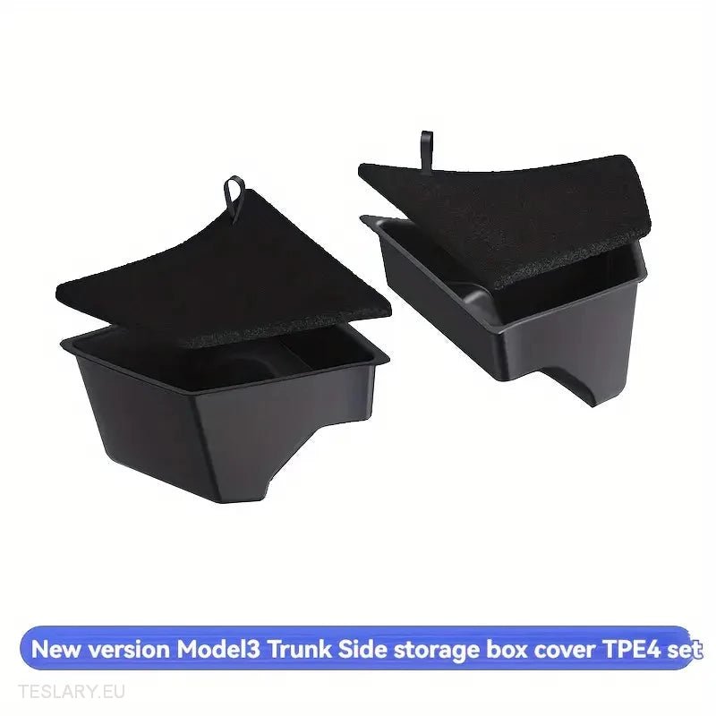 Tesla Model 3 Highland Rear Trunk Organiser Side Pockets with Lids - Tesla Shop Europe - TESLARY.IE Ireland - France boutique- Deutschland Geschäft- España comercio - Nederland winkel- TESLARY.IE