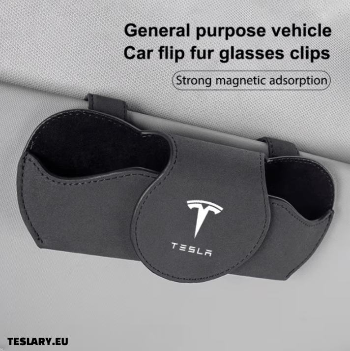 Tesla -bril Kaste Sun Visor Bril Holder met Tesla -logo Kleur Zwart