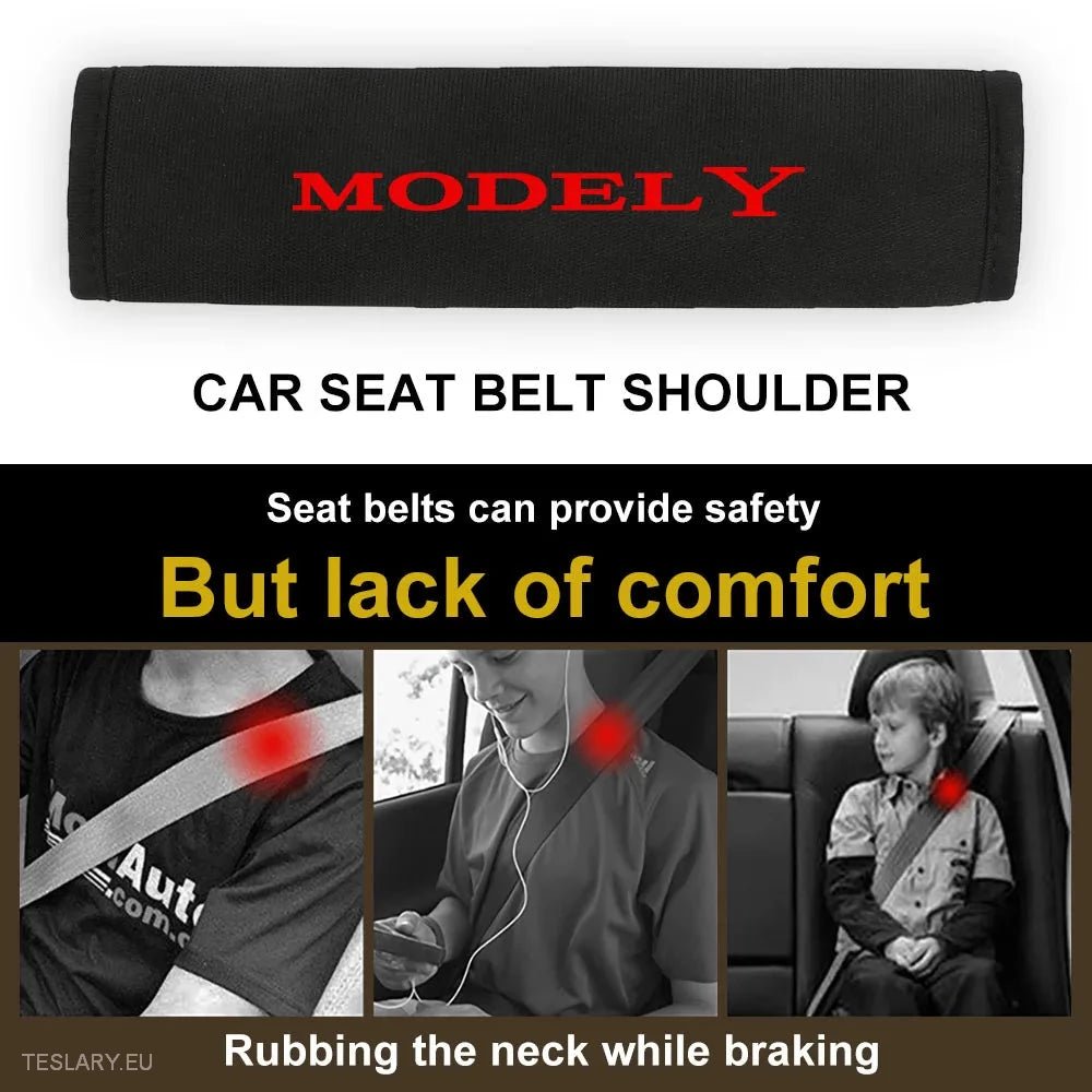 Tesla Seat Belt Shoulder Protector with Logo ( 2 Pieces ) - Tesla Shop Europe - TESLARY.IE Ireland - France boutique- Deutschland Geschäft- España comercio - Nederland winkel- TESLARY.IE