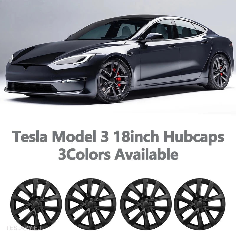 Tesla 3 18" Full Rim Silver & Black Arachnid Sport Style Wheel Covers -TESLARY.IE Tesla Shop Europe