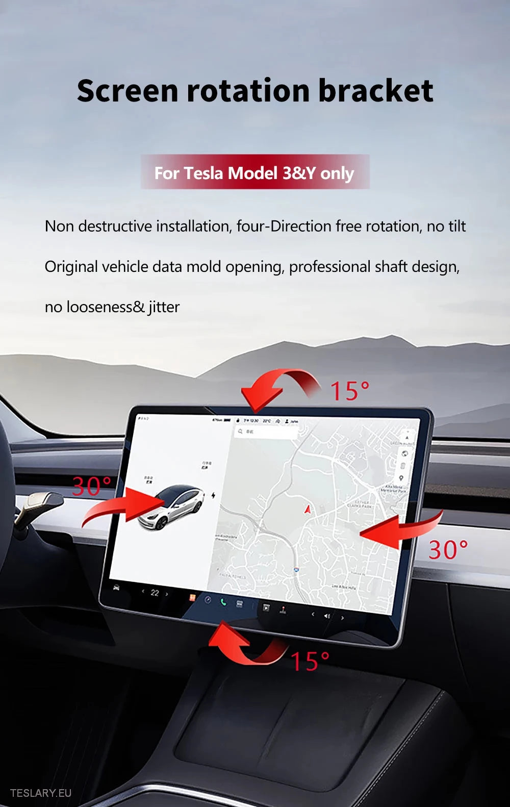 Tesla 3/Y Screen Swivel & Rotation Mounting Kit -TESLARY.IE Tesla Shop Europe