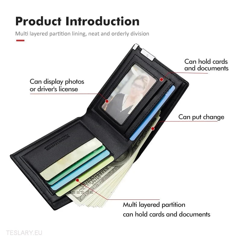 PU Black Leather Wallet / Licence Holder with Tesla Logo -TESLARY.IE Tesla Shop Europe