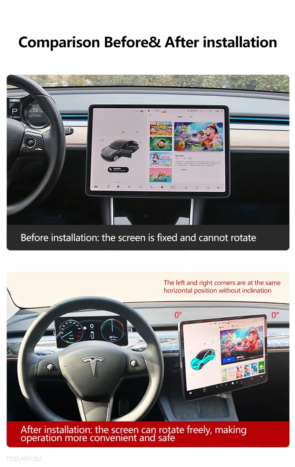 Tesla 3/Y Screen Swivel & Rotation Mounting Kit -TESLARY.IE Tesla Shop Europe