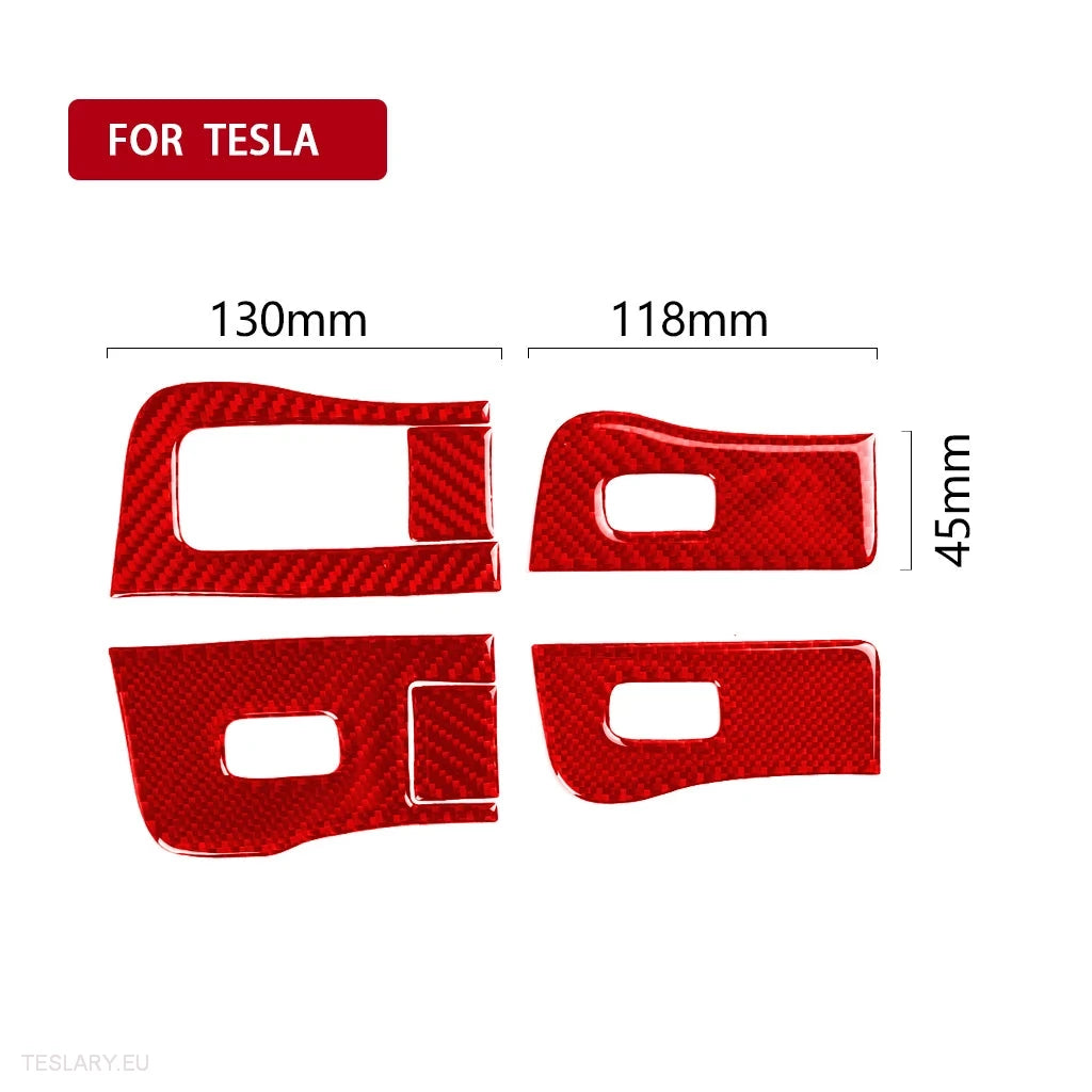 Real Soft Carbon Fiber Electric Window Trim Pieces for Tesla Model 3 & Y -TESLARY.IE Tesla Shop Europe