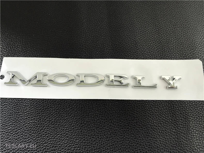 TESLA  " MODEL Y " REAR LOGO EMBLEM IN CHROME & BLACK -TESLARY.IE Tesla Shop Europe