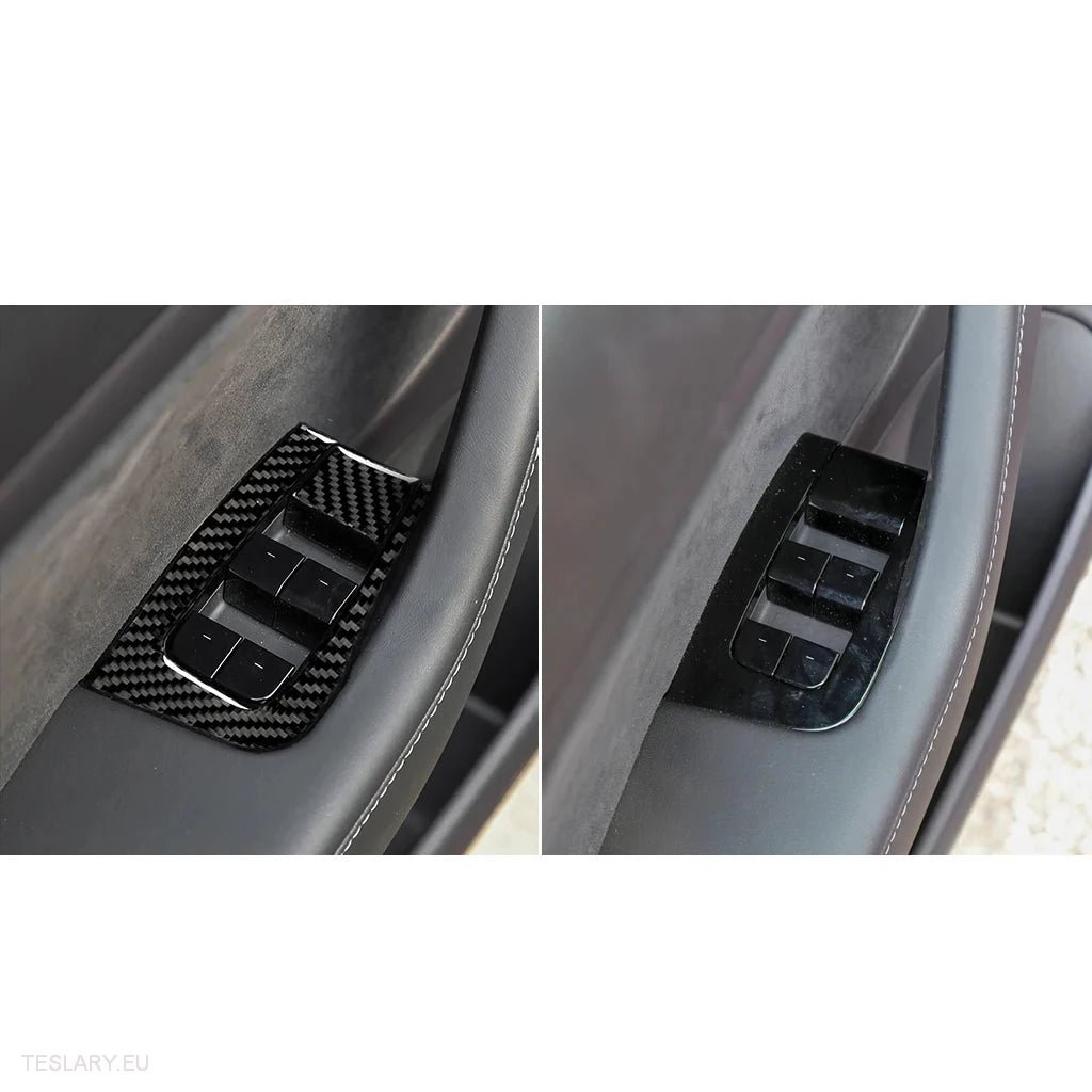 Real Soft Carbon Fiber Electric Window Trim Pieces for Tesla Model 3 & Y -TESLARY.IE Tesla Shop Europe