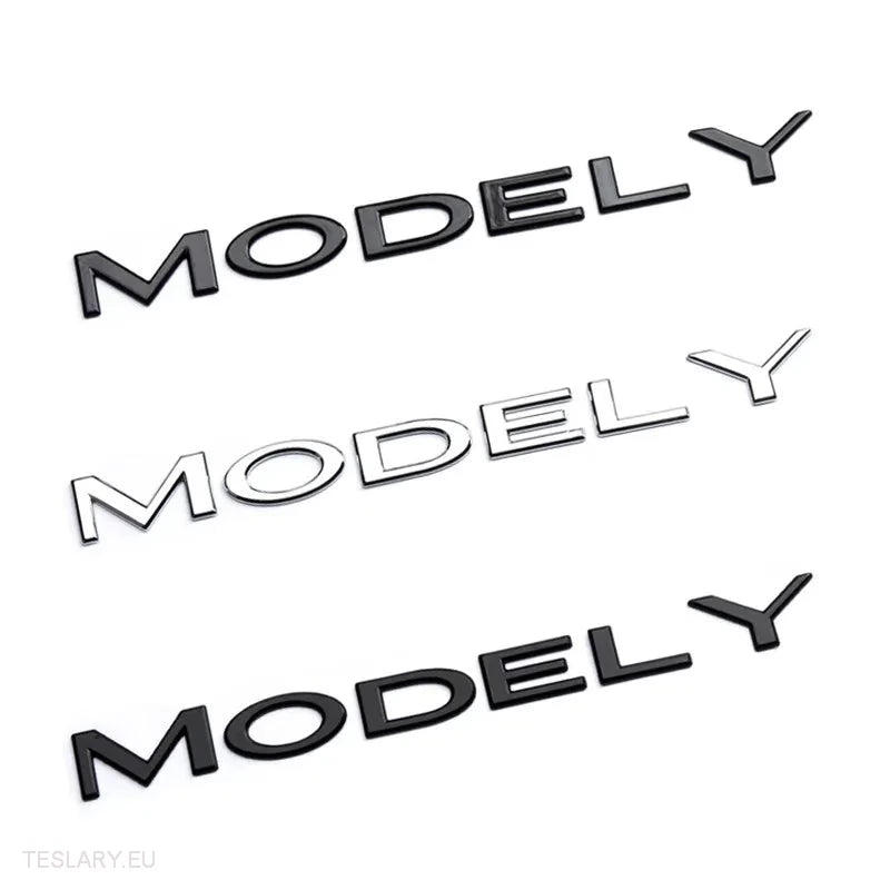 TESLA  " MODEL Y " REAR LOGO EMBLEM IN CHROME & BLACK -TESLARY.IE Tesla Shop Europe