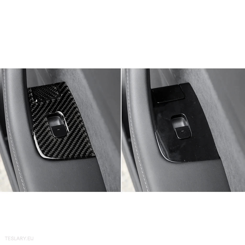 Real Soft Carbon Fiber Electric Window Trim Pieces for Tesla Model 3 & Y -TESLARY.IE Tesla Shop Europe