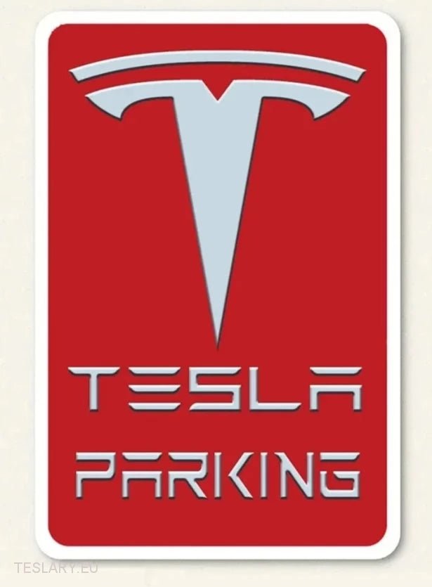 Parking Tesla - metalowy znak