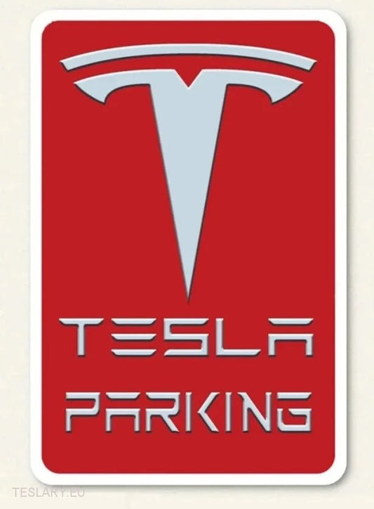 Parking Tesla - metalowy znak