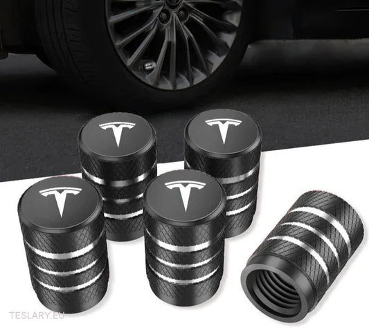 Capace de aer din anvelope Tesla din aluminiu cu logo în negru, argintiu, roșu sau albastru