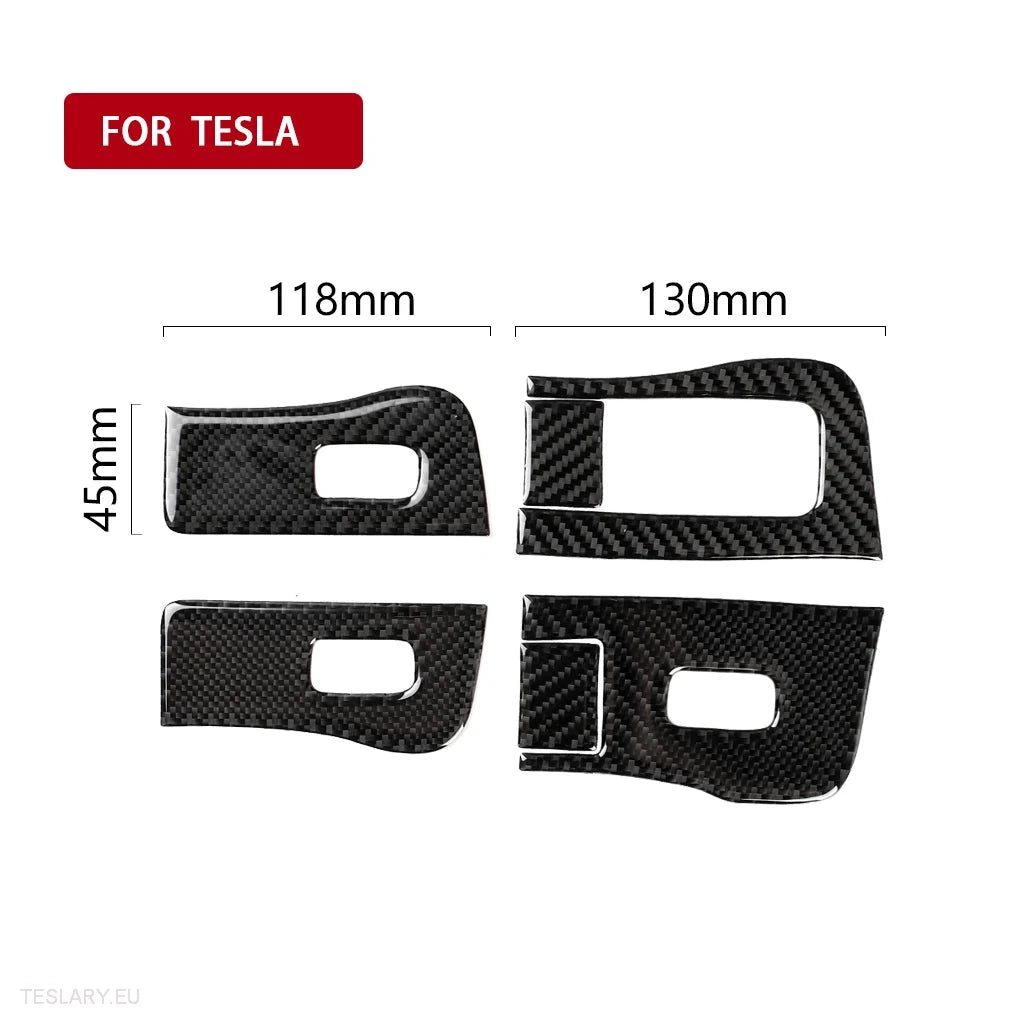 Real Soft Carbon Fiber Electric Window Trim Pieces for Tesla Model 3 & Y -TESLARY.IE Tesla Shop Europe