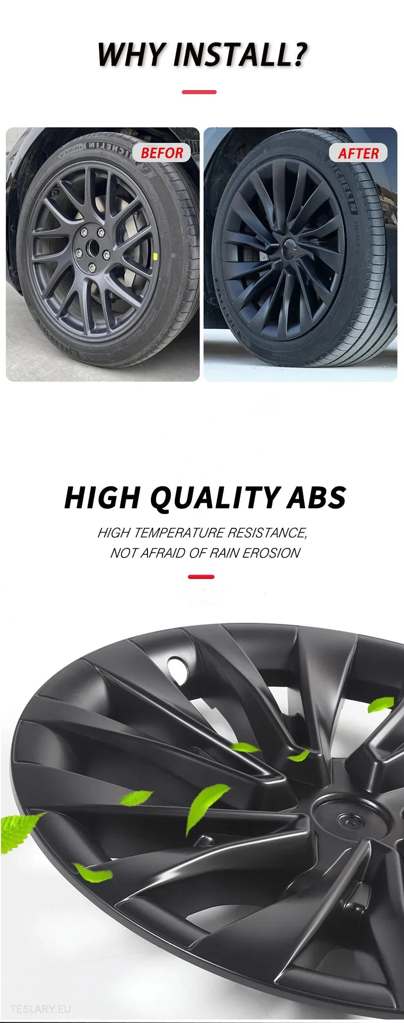 Tesla 3 Highland  18" Full Rim Silver Sport Style Wheel Covers -TESLARY.IE Tesla Shop Europe