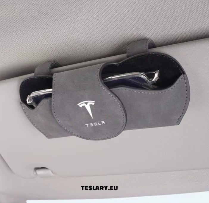 Tesla -bril Kaste Sun Visor Bril Holder met Tesla -logo Kleur Zwart