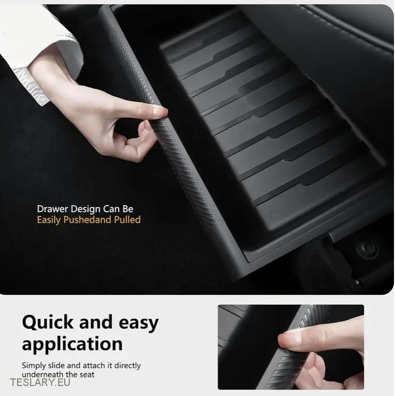 Tesla Model Y Underseat Tray Organiser with Privacy Lid