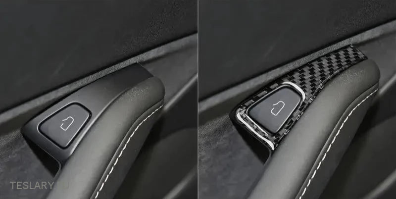 Tesla Model 3 / Y Dørlås Carbon Fiber Style Trim Covers Interiør