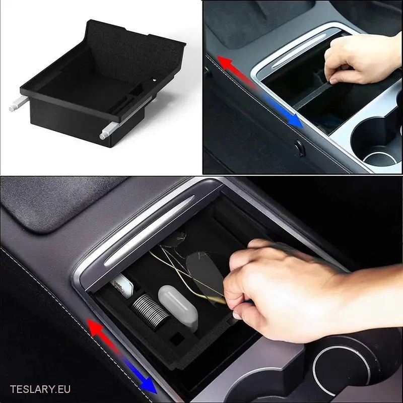 Tesla Model 3 / Y Center Console Front Organizer, w tym USB z wiosennym zwrotem