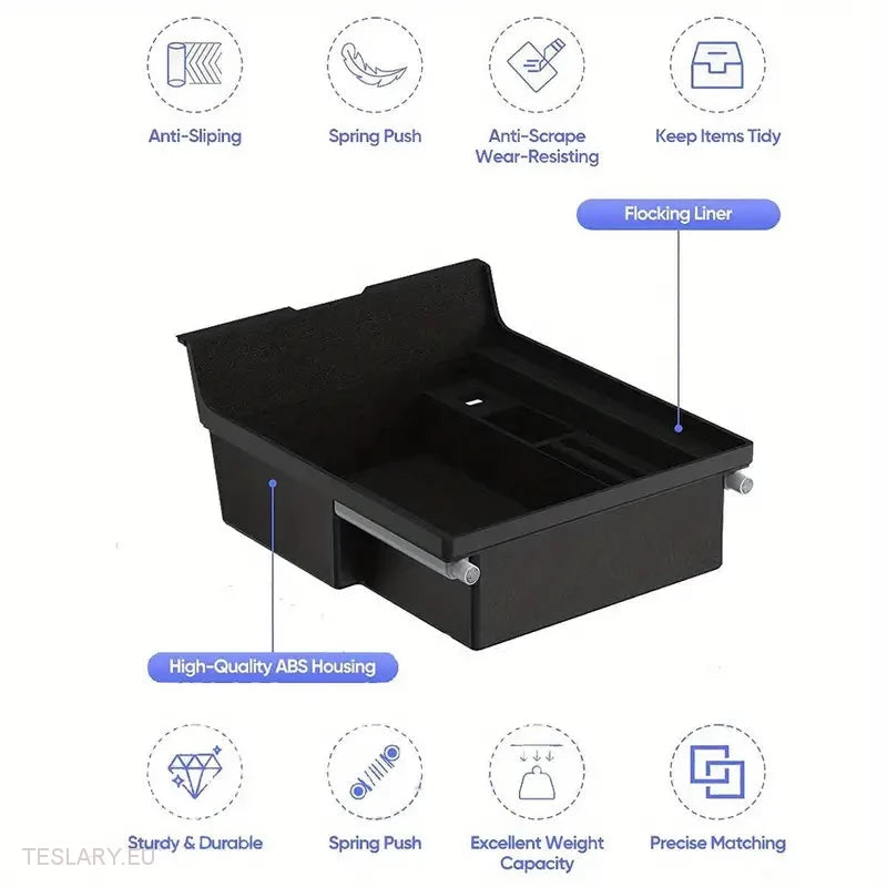 Tesla Model 3 / Y Center Console Front Organizer Inkl. USB med fjederretur