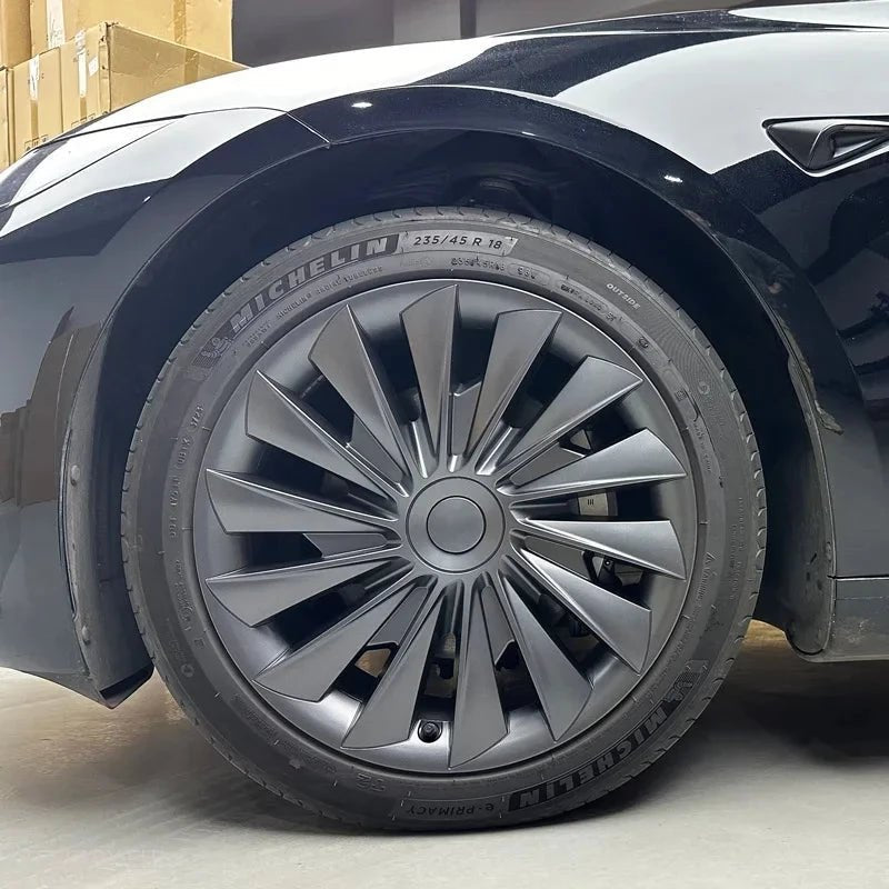 18" Tesla Model 3 Highland Performance Turbine Style Wheel Covers -TESLARY.IE Tesla Shop Europe