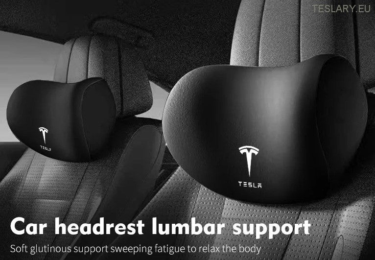 Tesla Model 3 Y S X Neck Pillow & Lumbar Support Cushion with Logo ( BLACK )