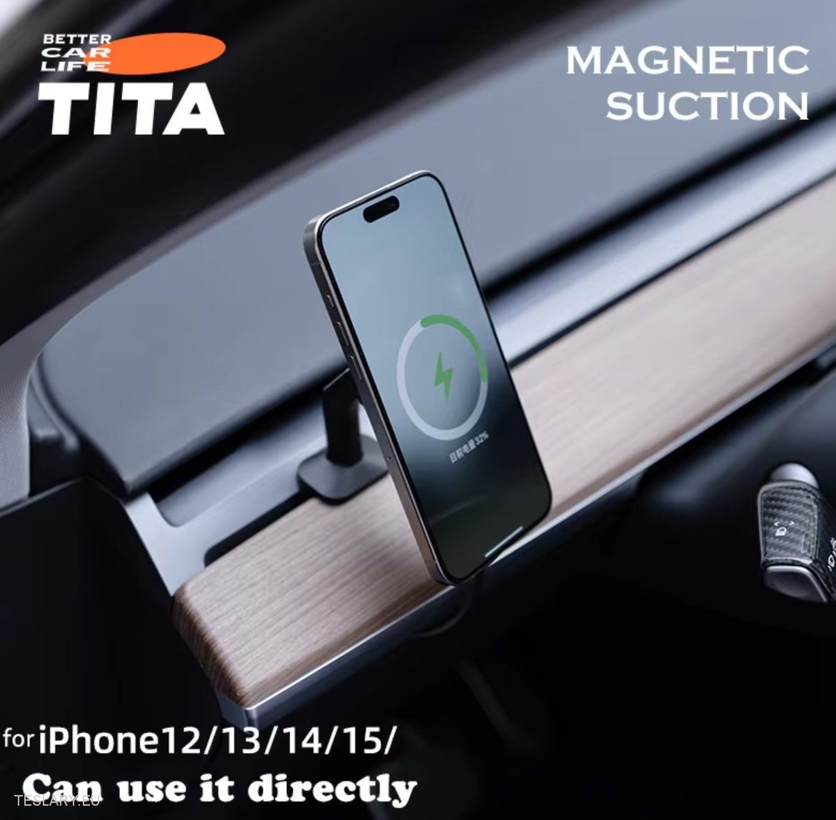 Carregador de telefone magnético TITA com velocidade opcional para Tesla Modelo 3 e Y