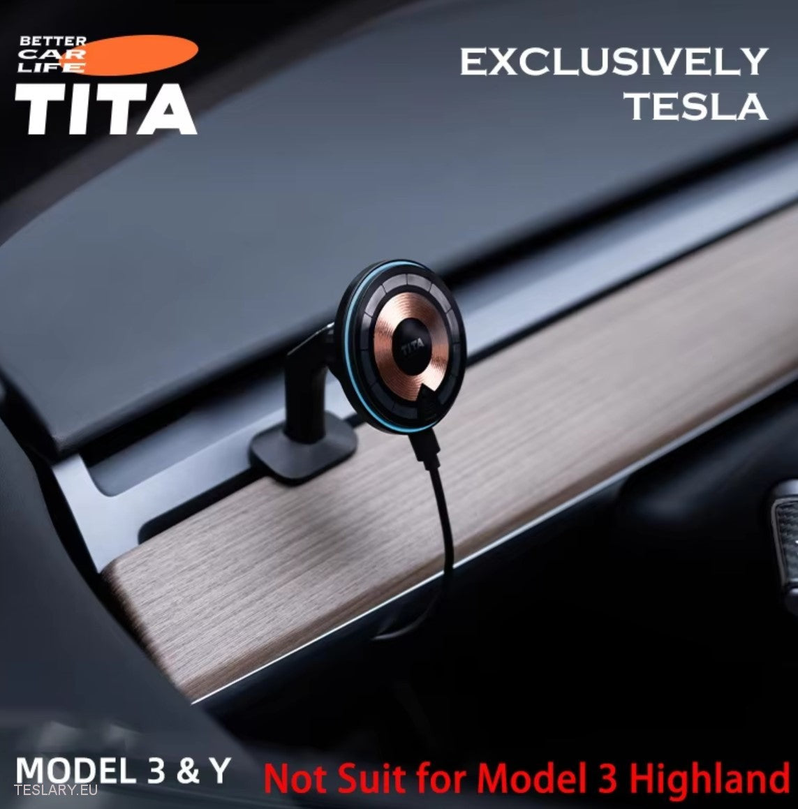 Tita Magnetic Phone Charger with Optional Speedmeter for Tesla Model 3 and Y