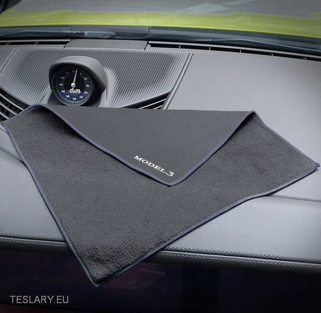 Microfibre Towel with Tesla Model Logo -TESLARY.IE Tesla Shop Europe