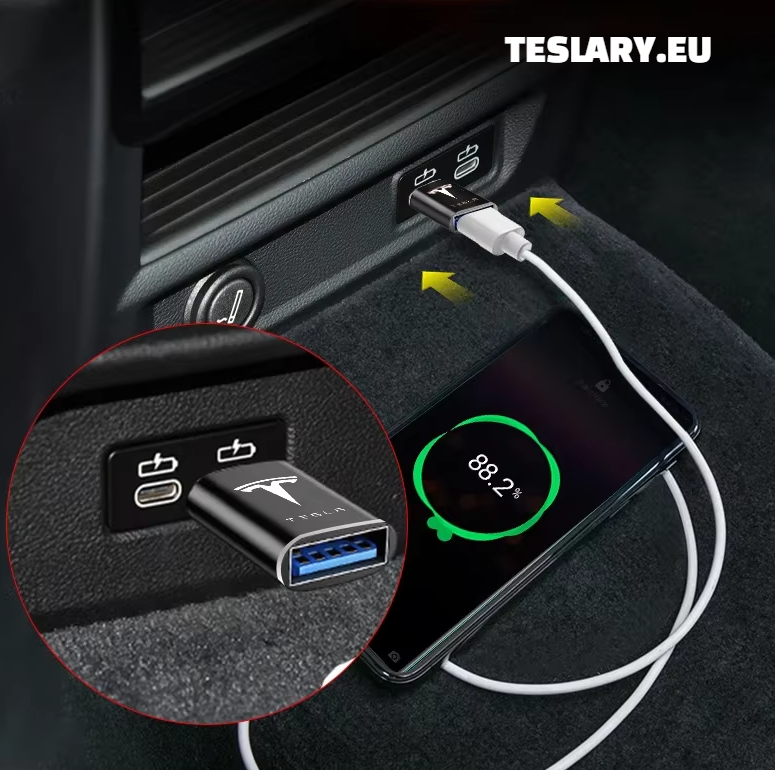 Tesla USB TYPE C to USB Adapter for Model 3 Y S X LOGO