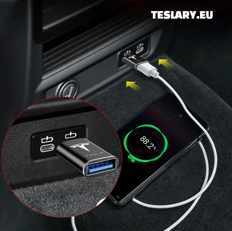 Tesla USB Tipo C para USB adaptador para o modelo 3 y S x logotipo