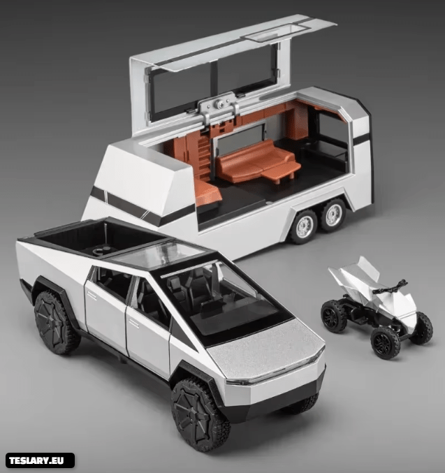 Tesla Cybertruck, RVs de acampamento e modelo de escala off-road 1:32