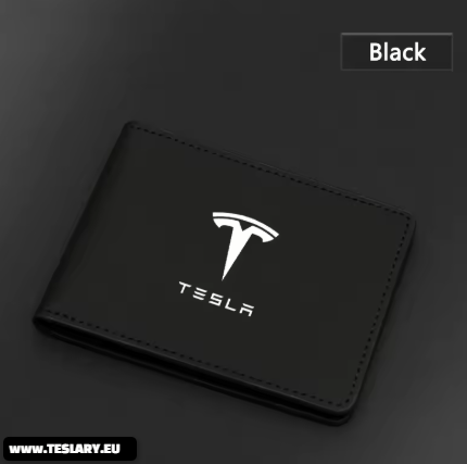 Ultra-cienko skórzany identyfikator / karta / posiadacz licencji z logo Tesla