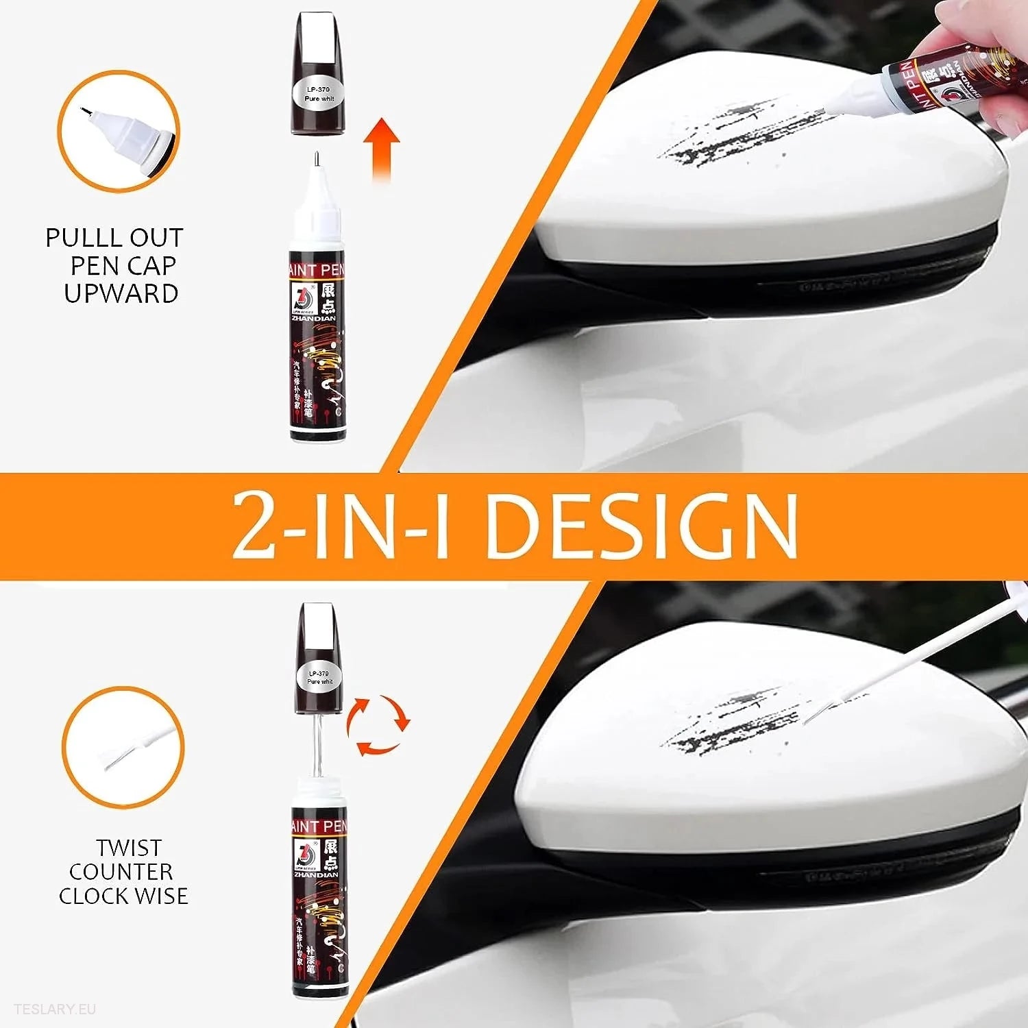 Car Touch Up Paint Pen with Brush -TESLARY.IE Tesla Shop Europe