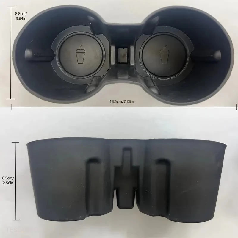 Tesla 3/Y Black Soft Plastic Centre Console Cup Inserts -TESLARY.IE Tesla Shop Europe