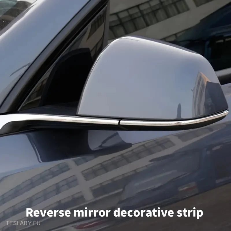 Tesla Model Y Side Mirror Chrome/Silver Anti Collision Strip - Tesla Shop Europe - TESLARY.IE Ireland - France boutique- Deutschland Geschäft- España comercio - Nederland winkel- TESLARY.IE