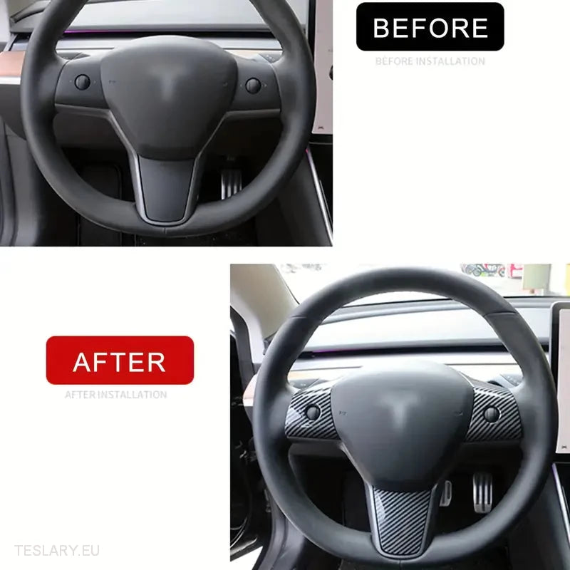 Tesla 3/Y Steering Wheel Upgrade Cover in Black Carbon or White -TESLARY.IE Tesla Shop Europe