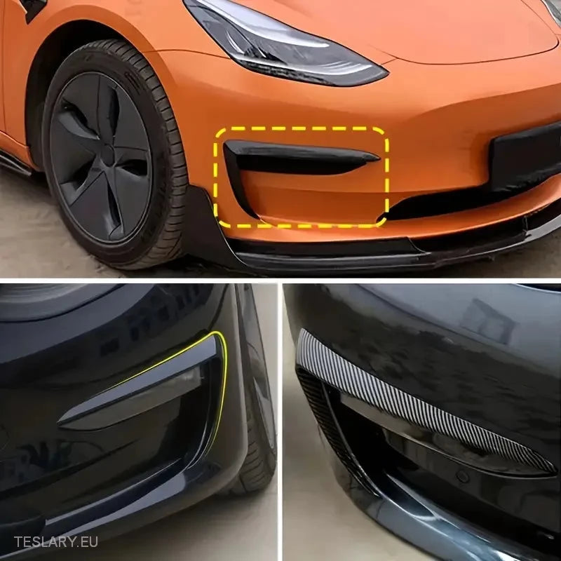 Tesla Model  3 / Y  Fog Lights Wind Splitter In Carbon and Black -TESLARY.IE Tesla Shop Europe