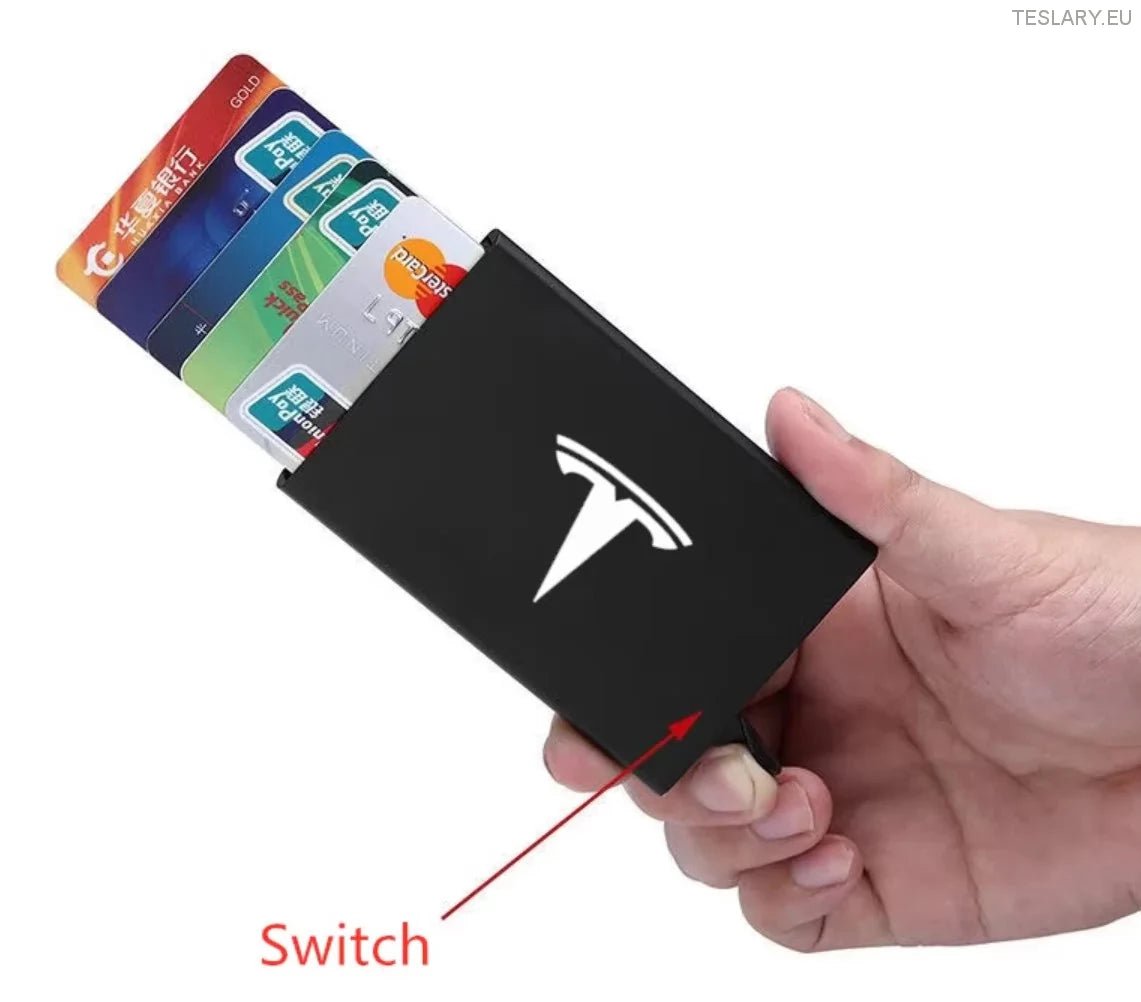 Carteira RFID de cartão inteligente para cartões bancários ou chave Tesla com o logotipo Tesla