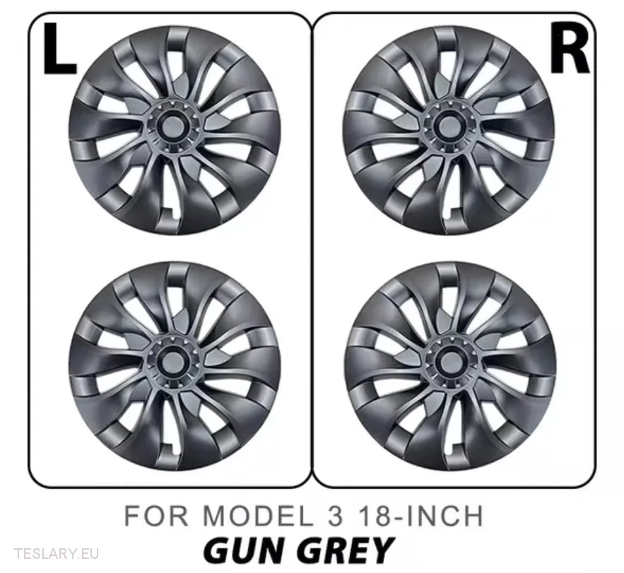 Tesla Model 3 Performance 18"  Tungsten Gun Metal Grey Wheel Covers